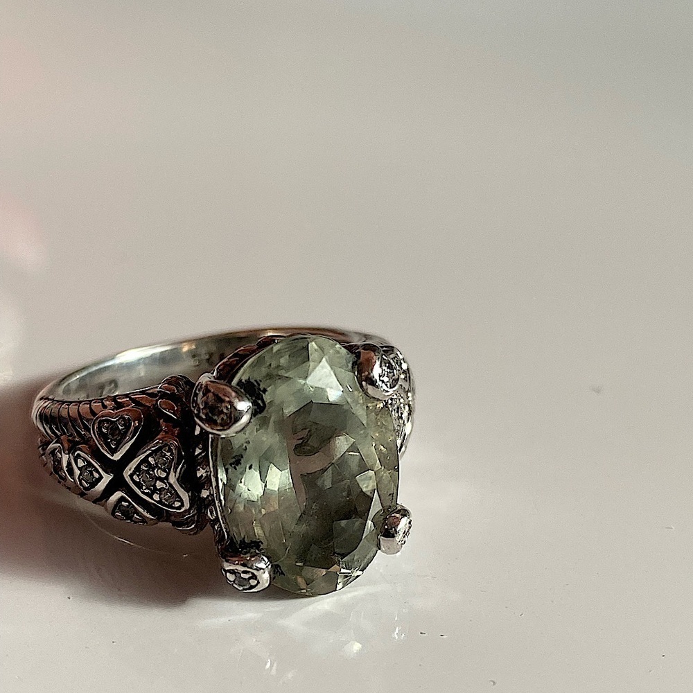 JUDITH Ripka 925 SS prasiolite size 7 ring - Picture 14 of 15